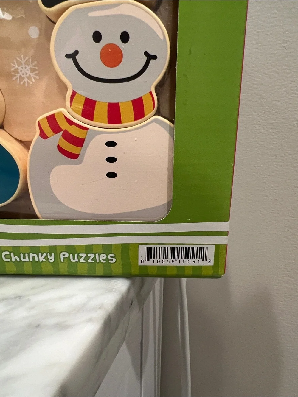 Spark Create Imagine Christmas Wooden Chunky Puzzles - Green/Blue Snowman & Tree